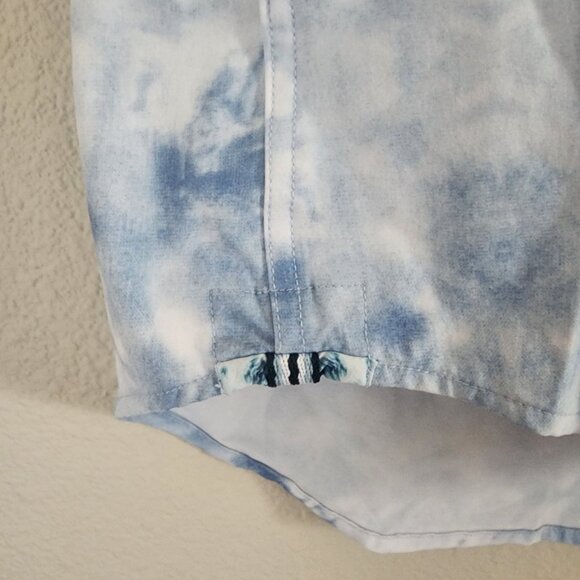 7 Diamonds Mens Salt Water Button Up Shirt Short Sleeve Woven Blue White Size M - Picture 5 of 10